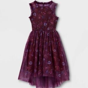 NWOT Zenzi Gorgeous High-low dress Eggplant purple sheer floral Dress Size 7/8
